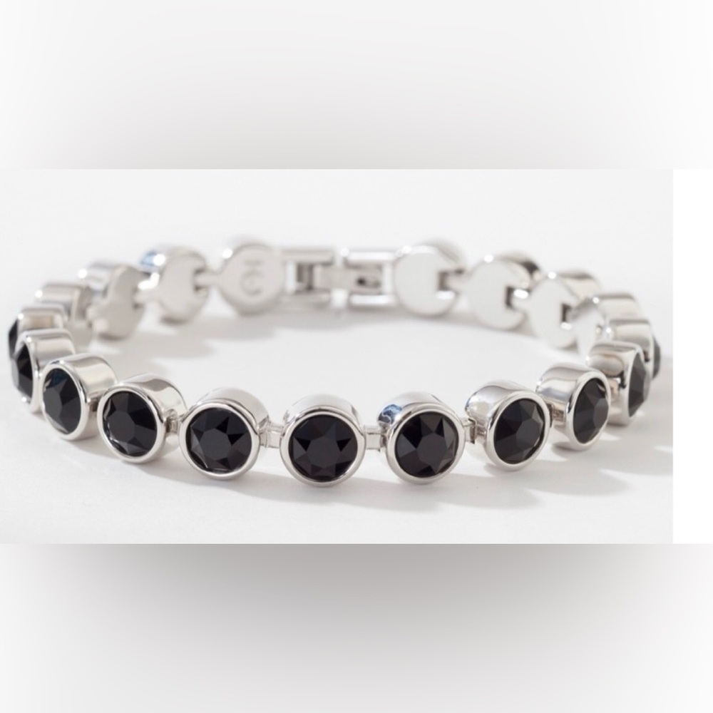 Touchstone Crystal by Swarovski ice bracelet JET BLACK rhodium plated BNIB